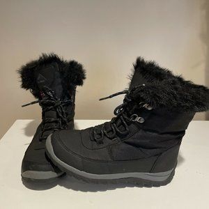 The K-Way Thinsulate Cirque Snow boot Black Faux Fur Trim Size UK4 / US6.5.